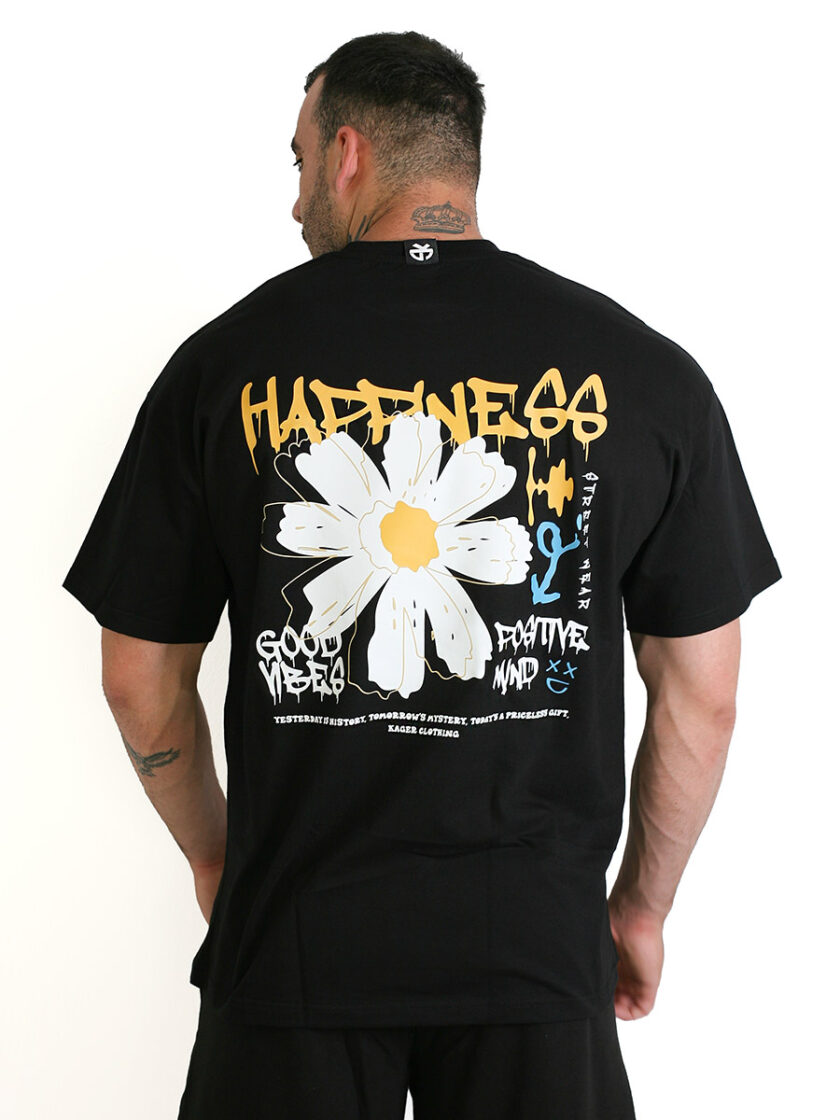 T-shirt Oversized Black Happiness