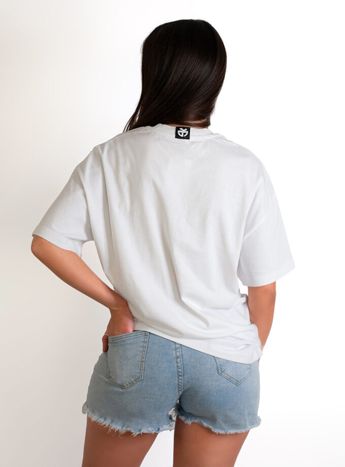 T-shirt Oversized White Logo Embroidered