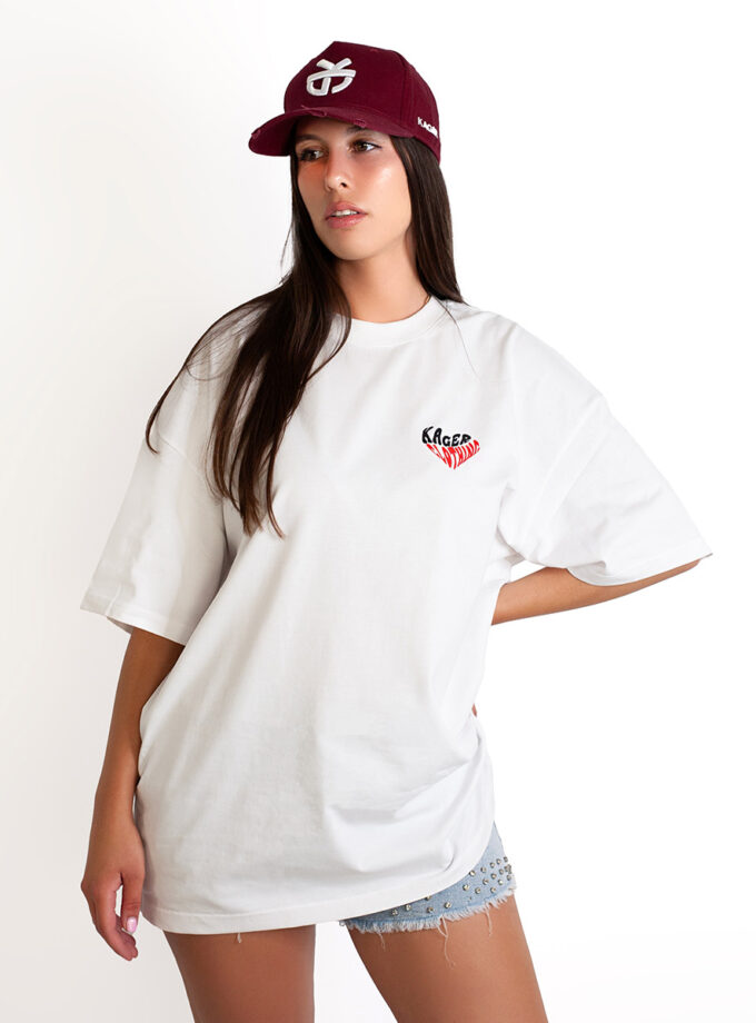 T-shirt Oversized White Heart
