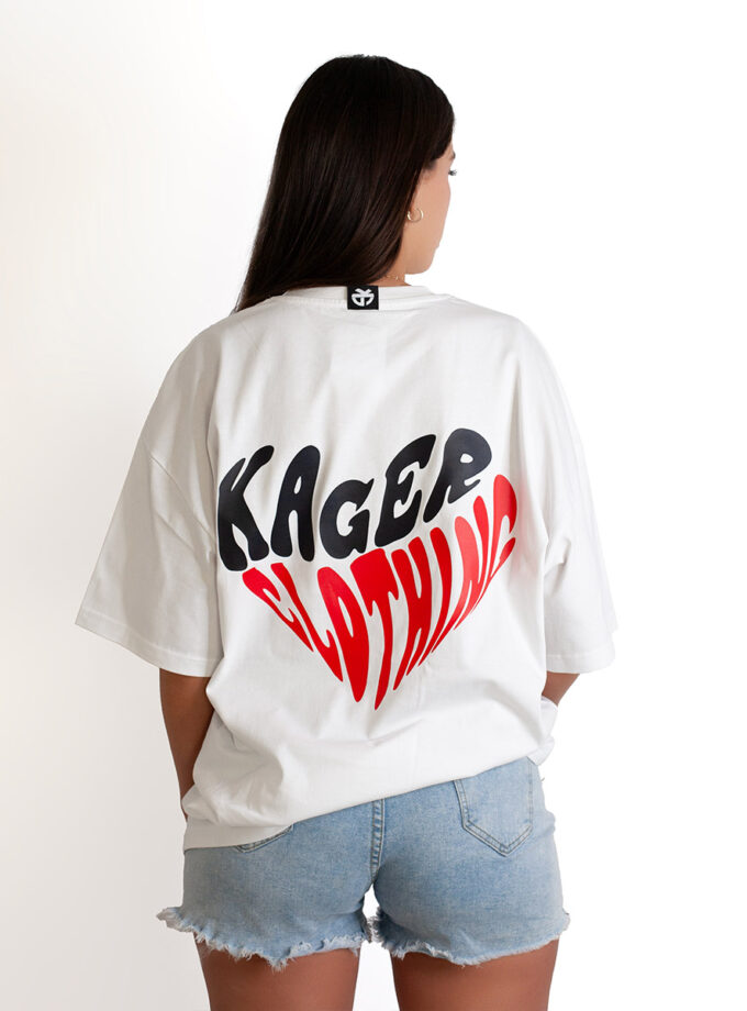 T-shirt Oversized White Heart