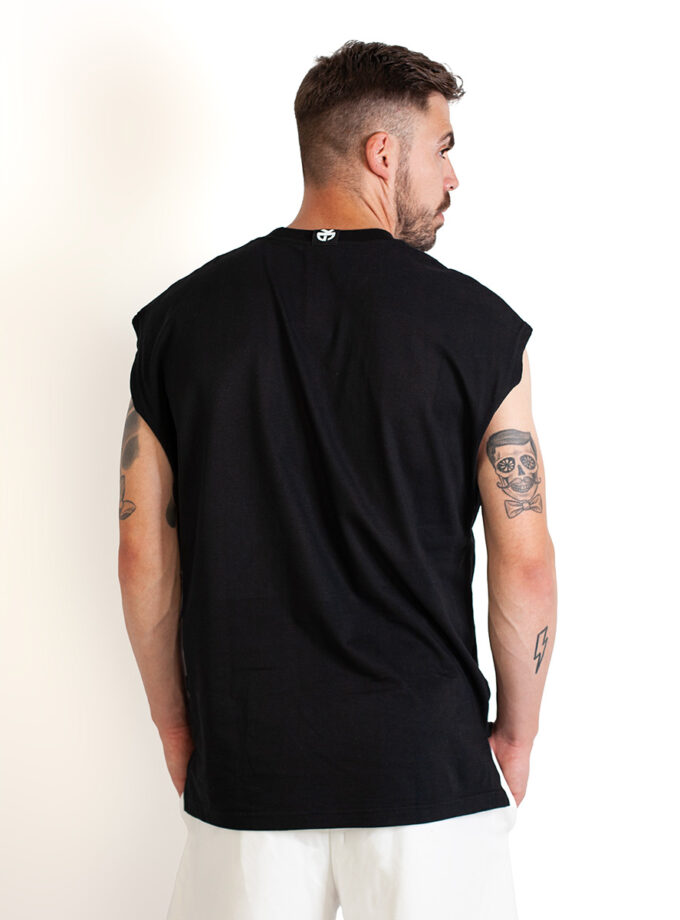 Vest Oversized Black with Text Graphic
