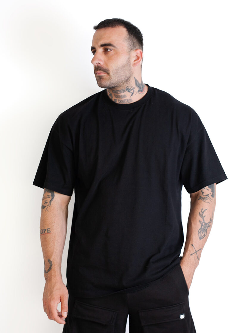 T-shirt Oversized Black Happiness - Image 2