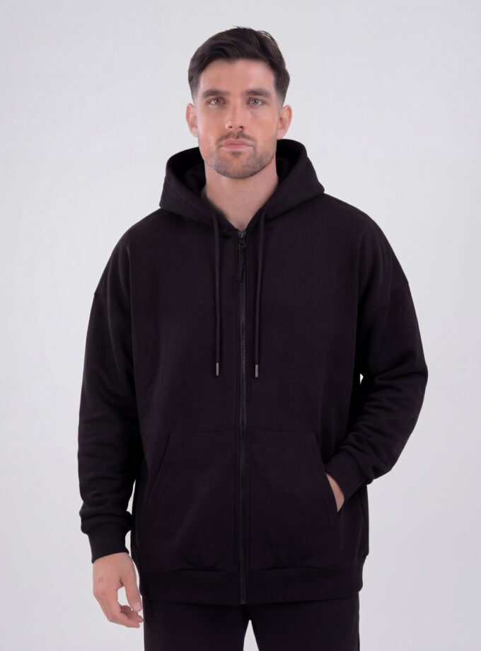 Full Zip Hoodie - Oversized Black