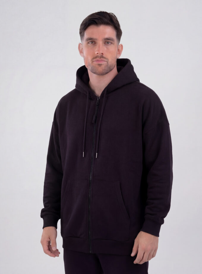 Full Zip Hoodie - Oversized Black