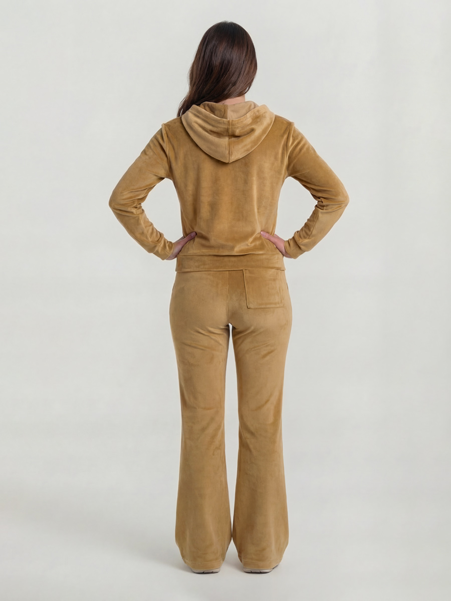 Velour Tracksuit Set – Golden Beige - Image 2