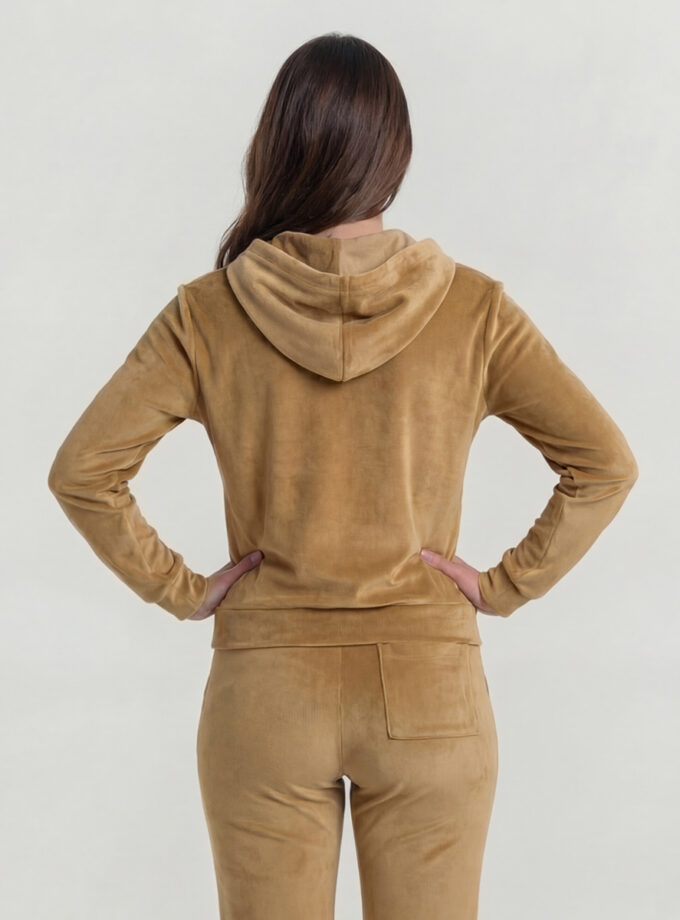 Velour Tracksuit Set – Golden Beige