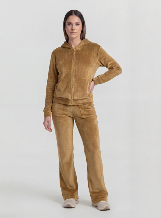 Velour Tracksuit Set – Golden Beige