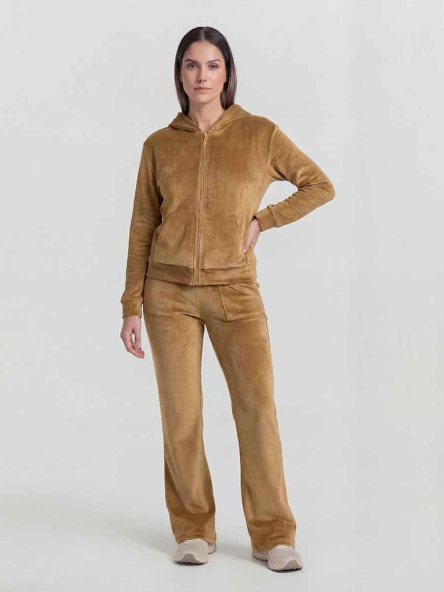 Velour Tracksuit Set – Golden Beige
