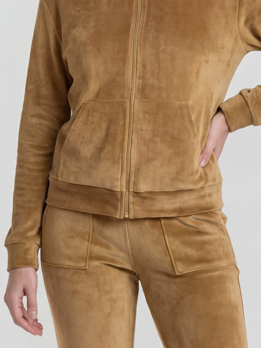 Velour Tracksuit Set – Golden Beige - Image 3