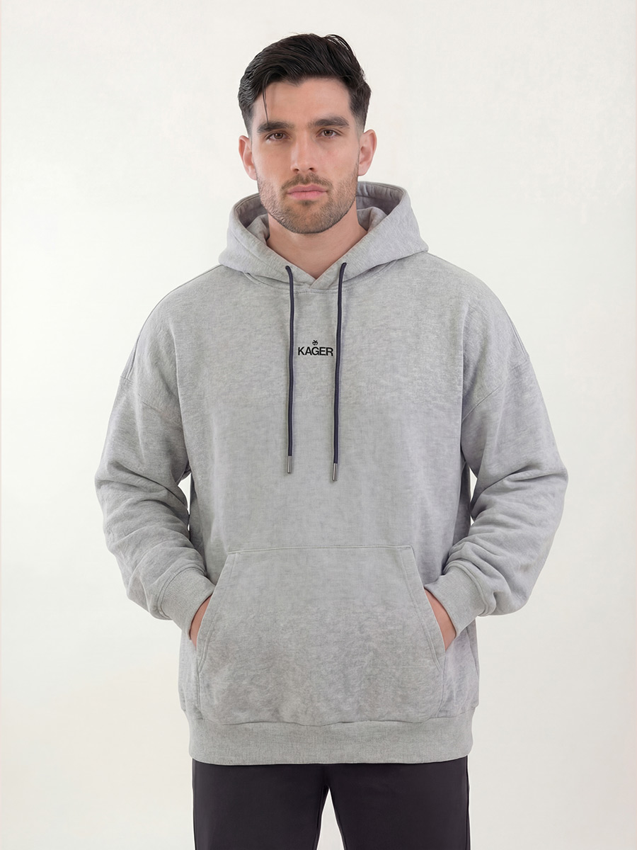 Oversized Essential Hoodie - Grey Melange - Image 2