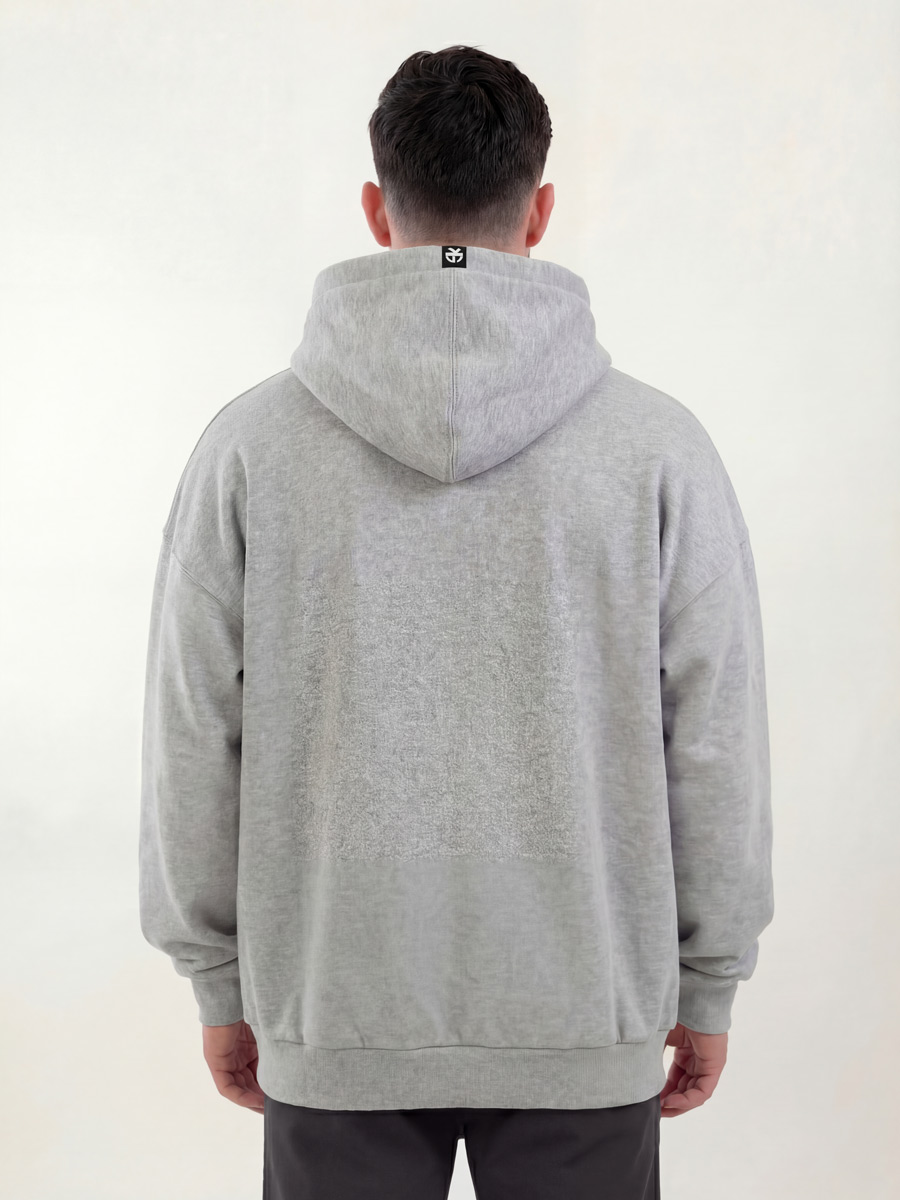 Oversized Essential Hoodie - Grey Melange - Image 3