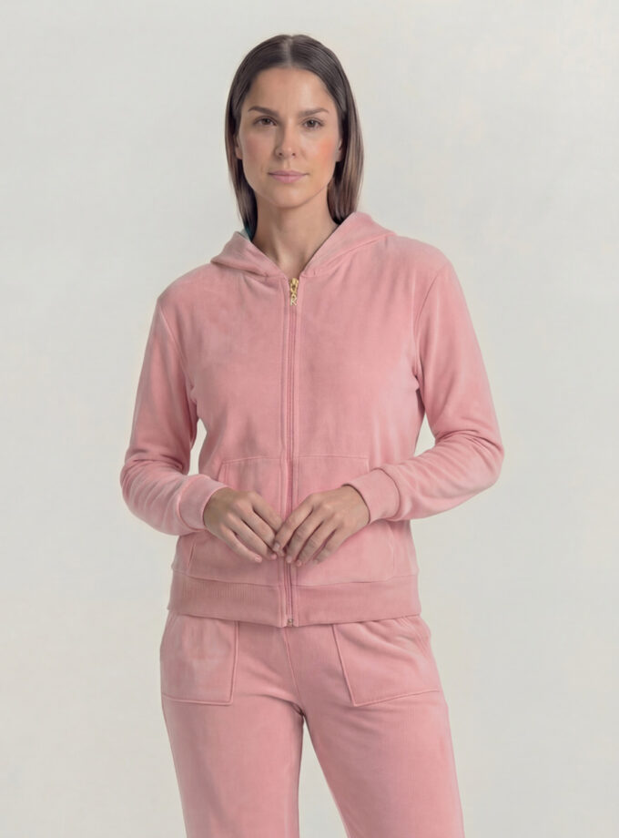 Velour Tracksuit Set – Pink